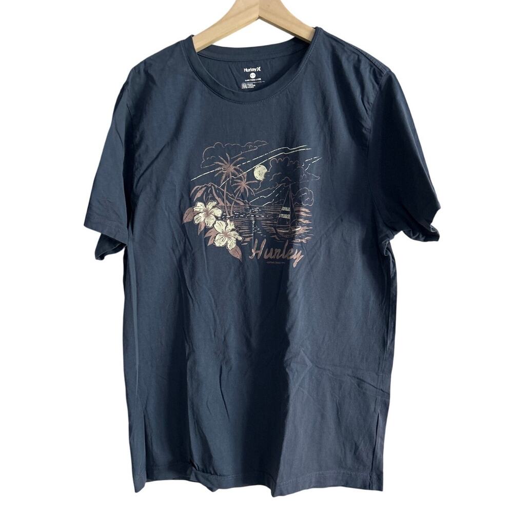 Hurley Landfall Graphic Short Sleeve Tee Shirt Monsoon Navy Sailboat Mens XL
